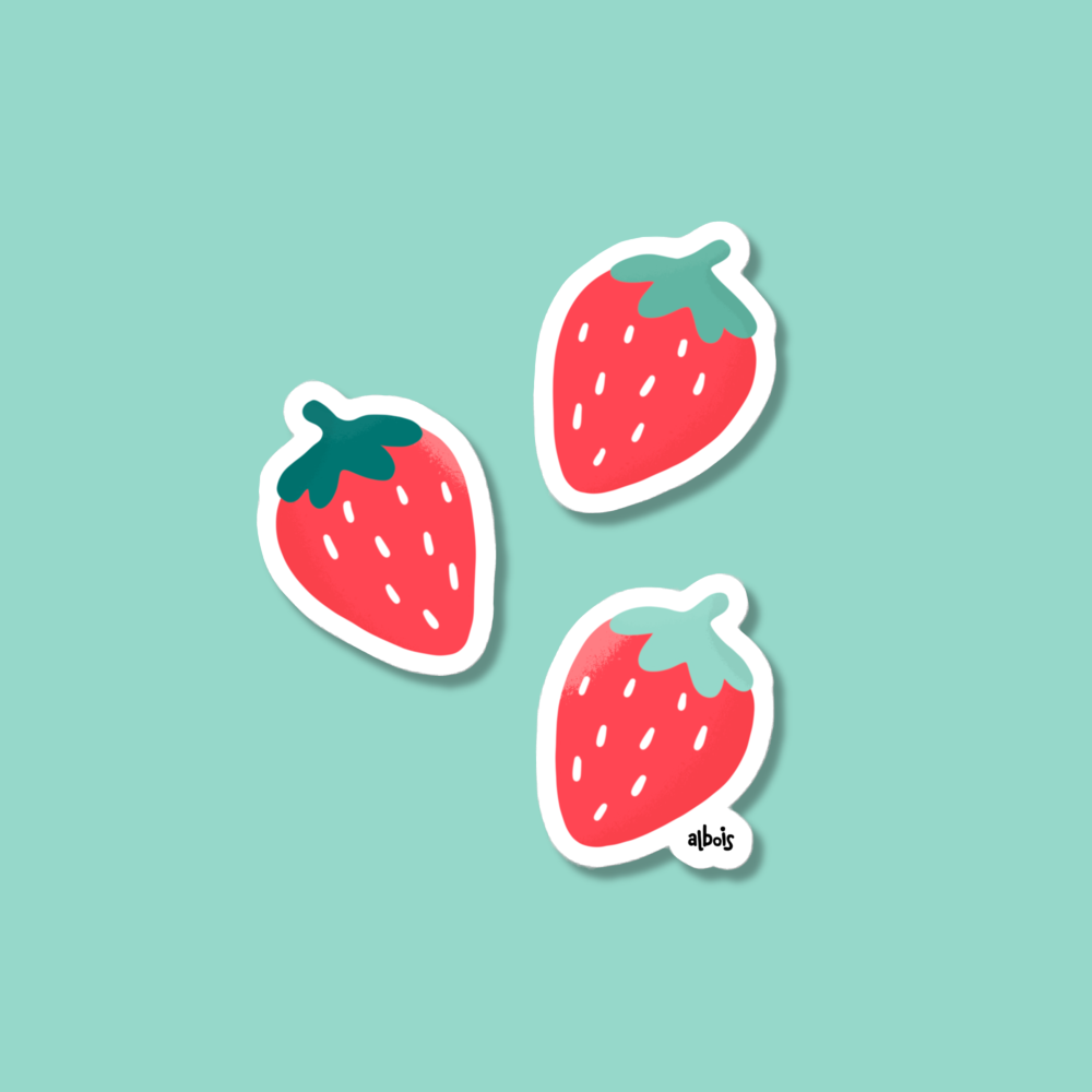 Strawberry filed red stickers