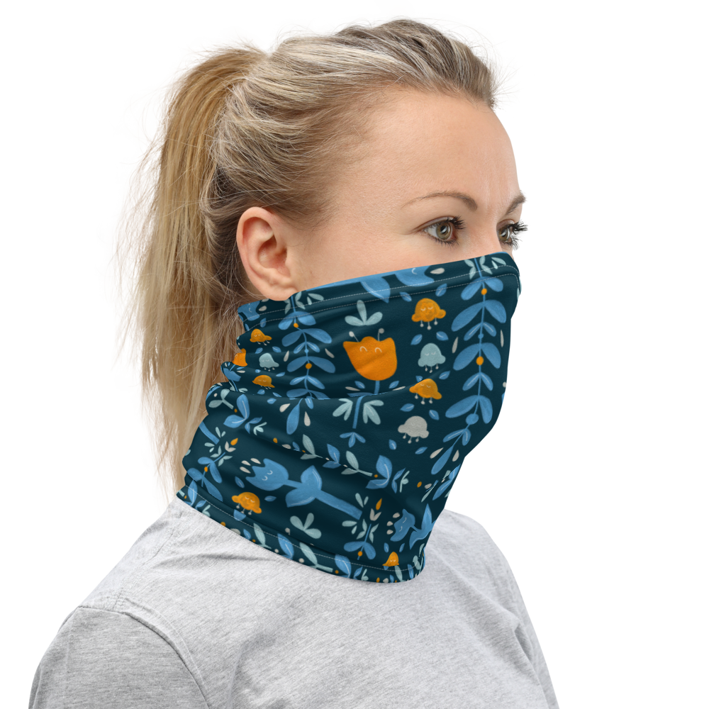 Let it bloom dark blue shades Neck Gaiter