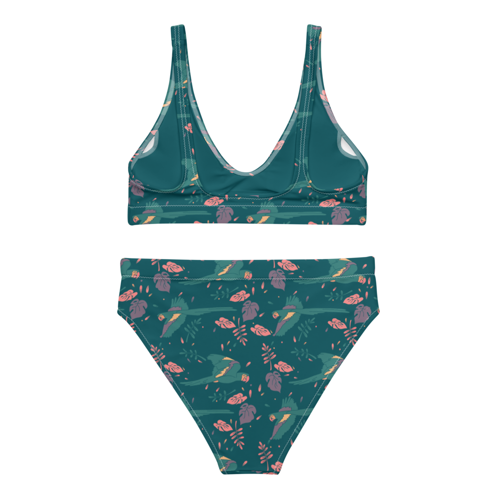 Parrots flying across original Recycled high-waisted bikini set
