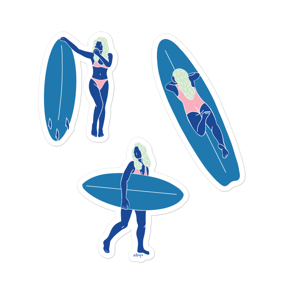 Les surfeuses blue Bubble-free stickers