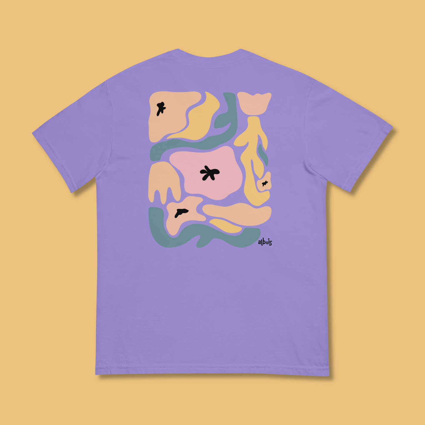 Abstract yellow psychedelic flowers Men’s garment-dyed heavyweight t-shirt