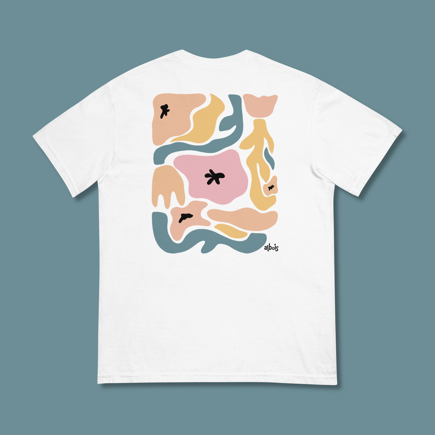 Abstract yellow psychedelic flowers Men’s garment-dyed heavyweight t-shirt