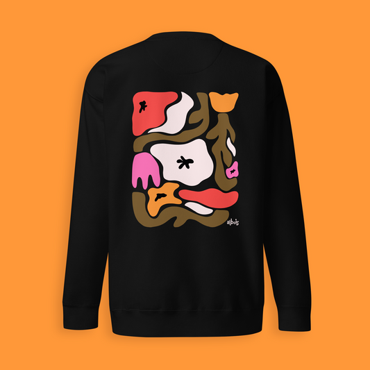 Abstract red psychedelic flowers Sweatshirt premium unisexe