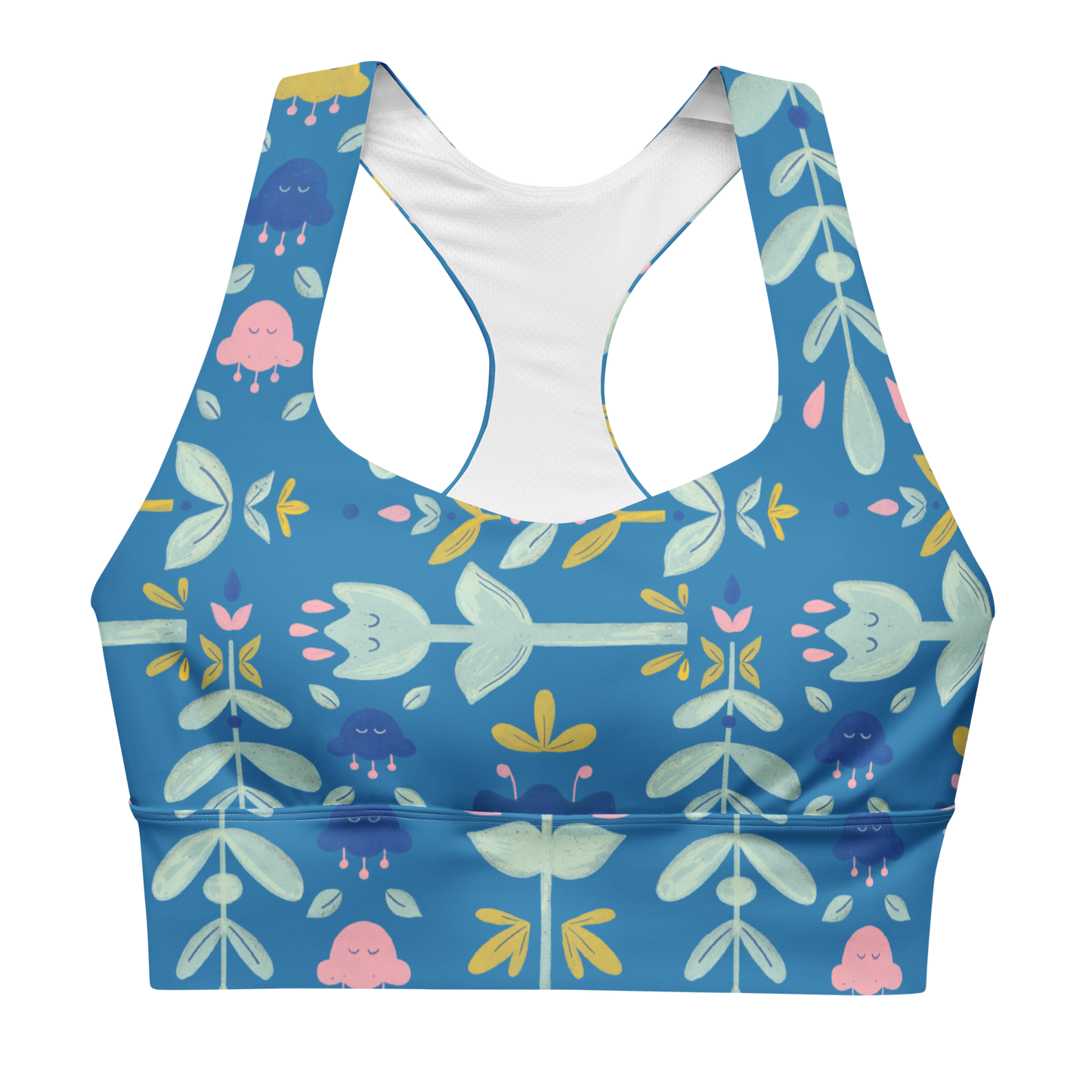Let it bloom blue shades Longline sports bra