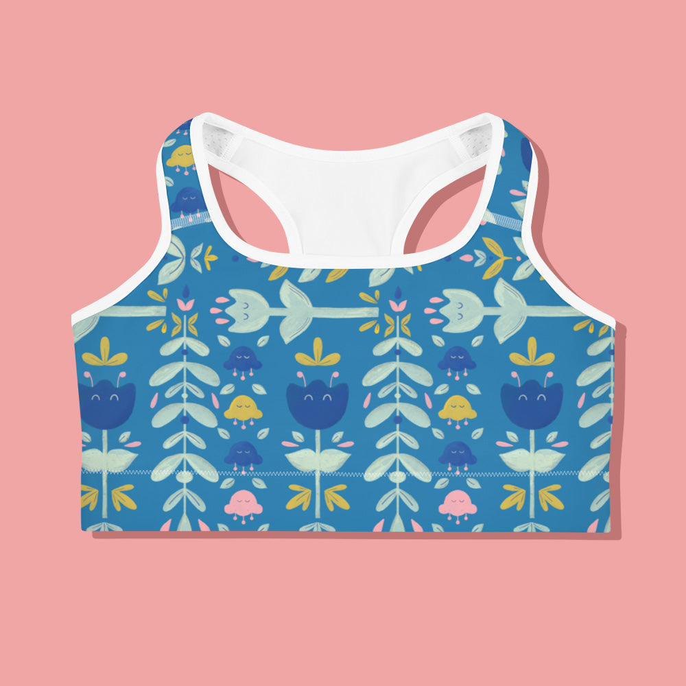 Let it bloom blue shades Sports bra