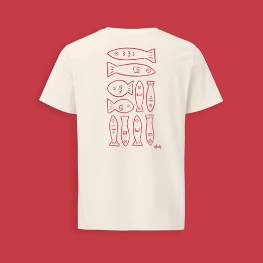 Fishies rouge T-shirt épaisseur moyenne écologique unisexe