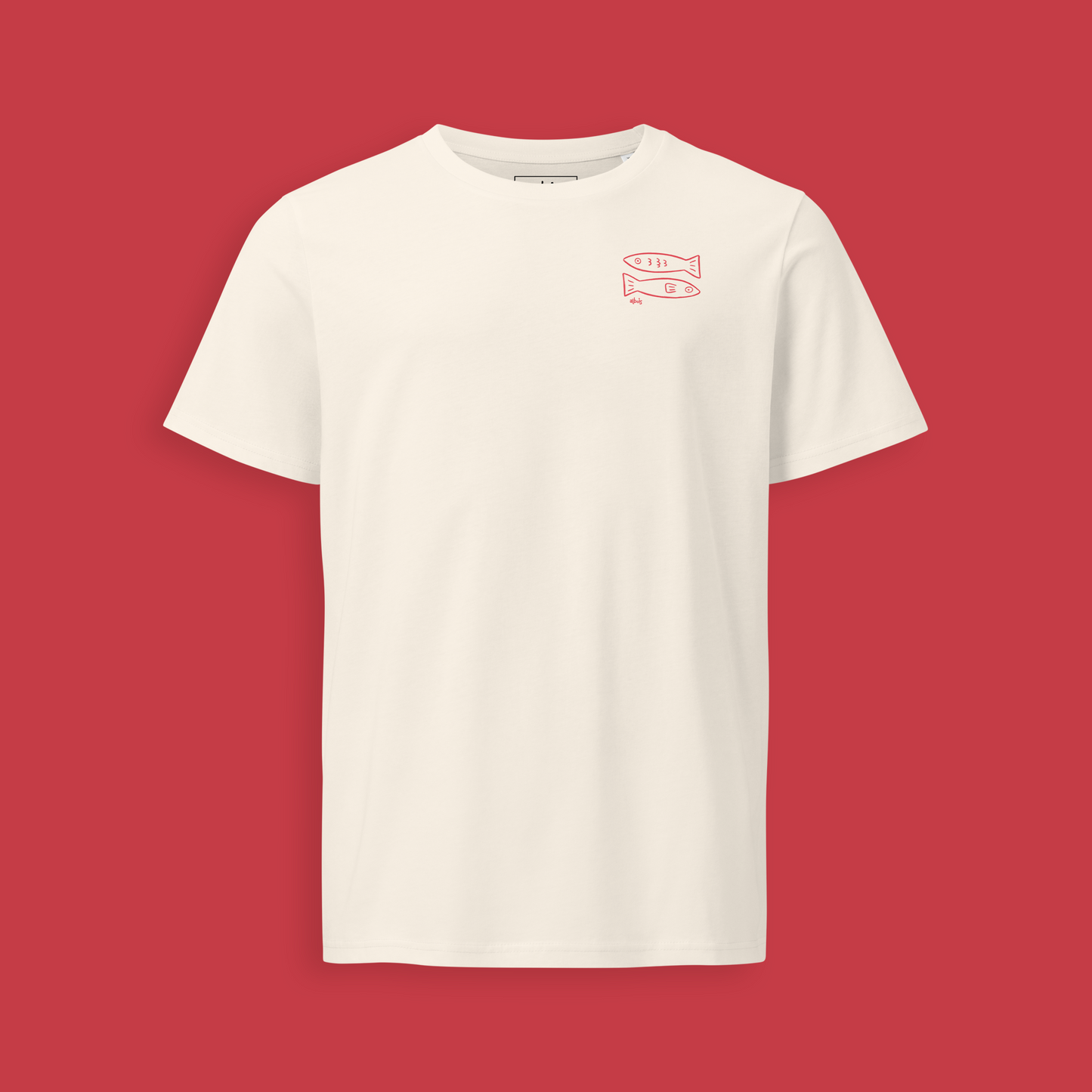 Fishies rouge T-shirt épaisseur moyenne écologique unisexe