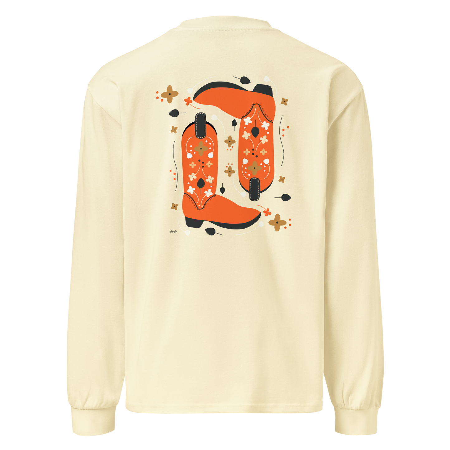 Yeehaw Cowboy boots orange Premium heavyweight long sleeve shirt