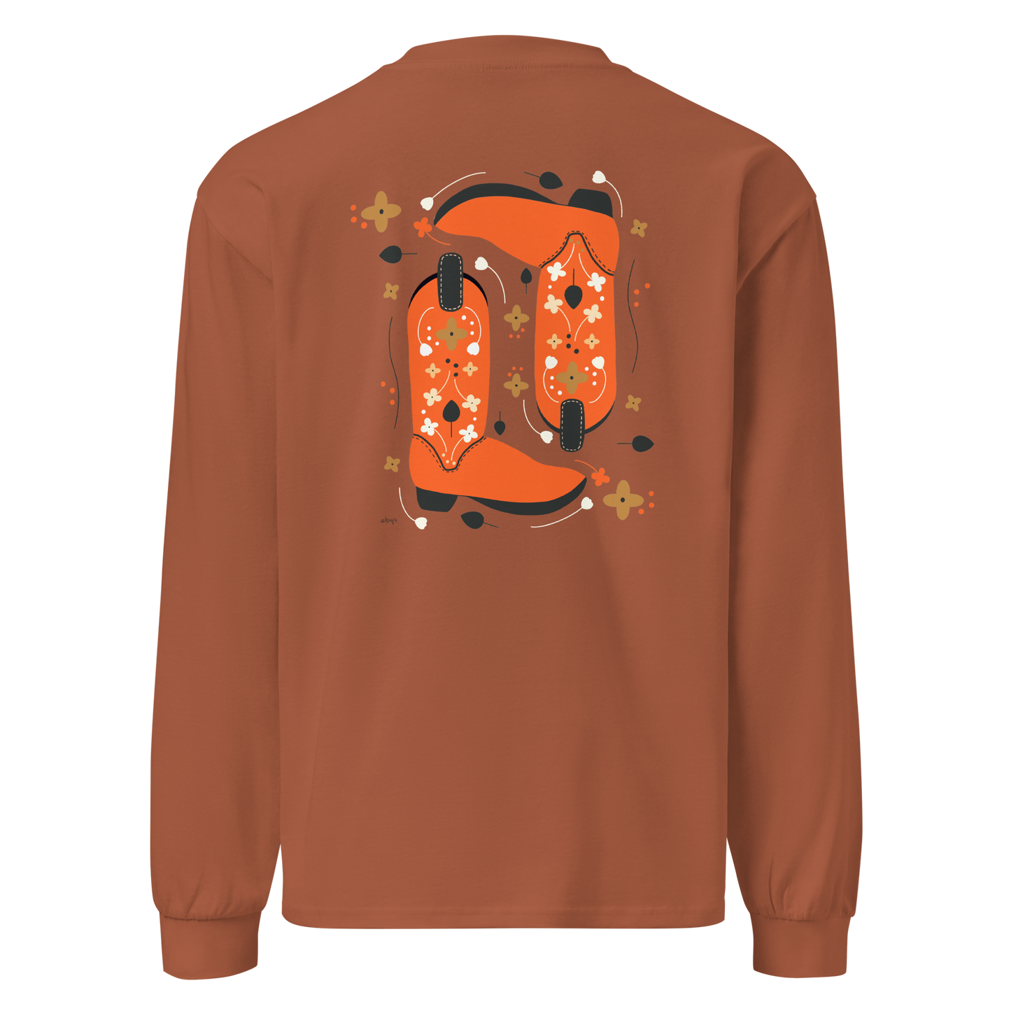 Yeehaw Cowboy boots orange Premium heavyweight long sleeve shirt