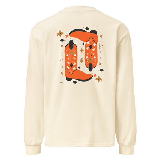 Yeehaw Cowboy boots orange Premium heavyweight long sleeve shirt