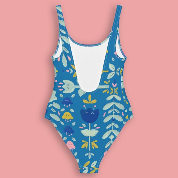 Let it bloom blue shades One-Piece Swimsuit