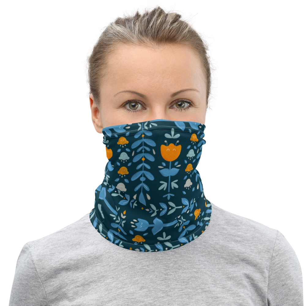 Let it bloom dark blue shades Neck Gaiter