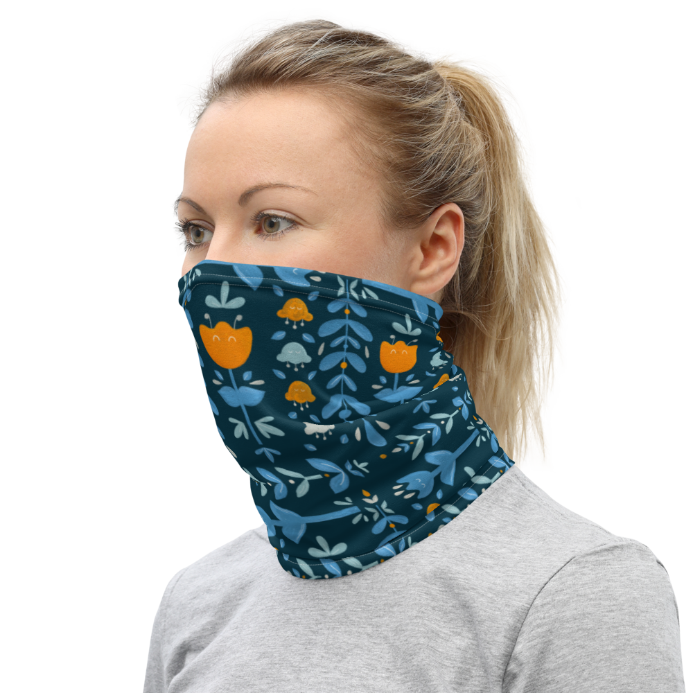 Let it bloom dark blue shades Neck Gaiter