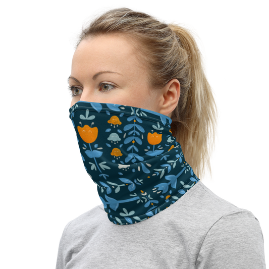 Let it bloom dark blue shades Neck Gaiter