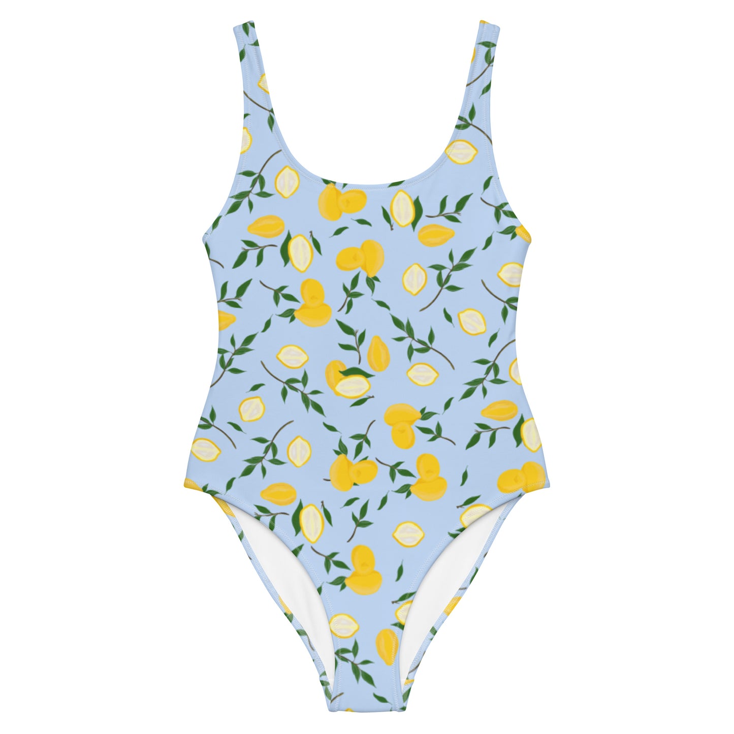 Leafy painted citrus blue One-Piece Swimsuit