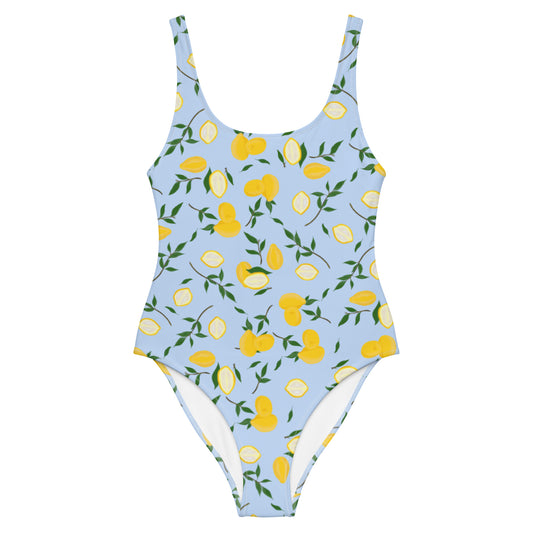 Leafy painted citrus blue One-Piece Swimsuit