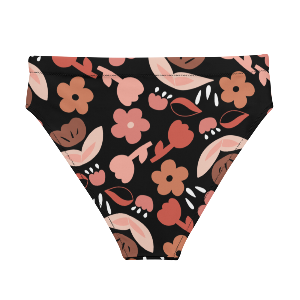 Spring feeling neutral black pattern Recycled high-waisted bikini bottom