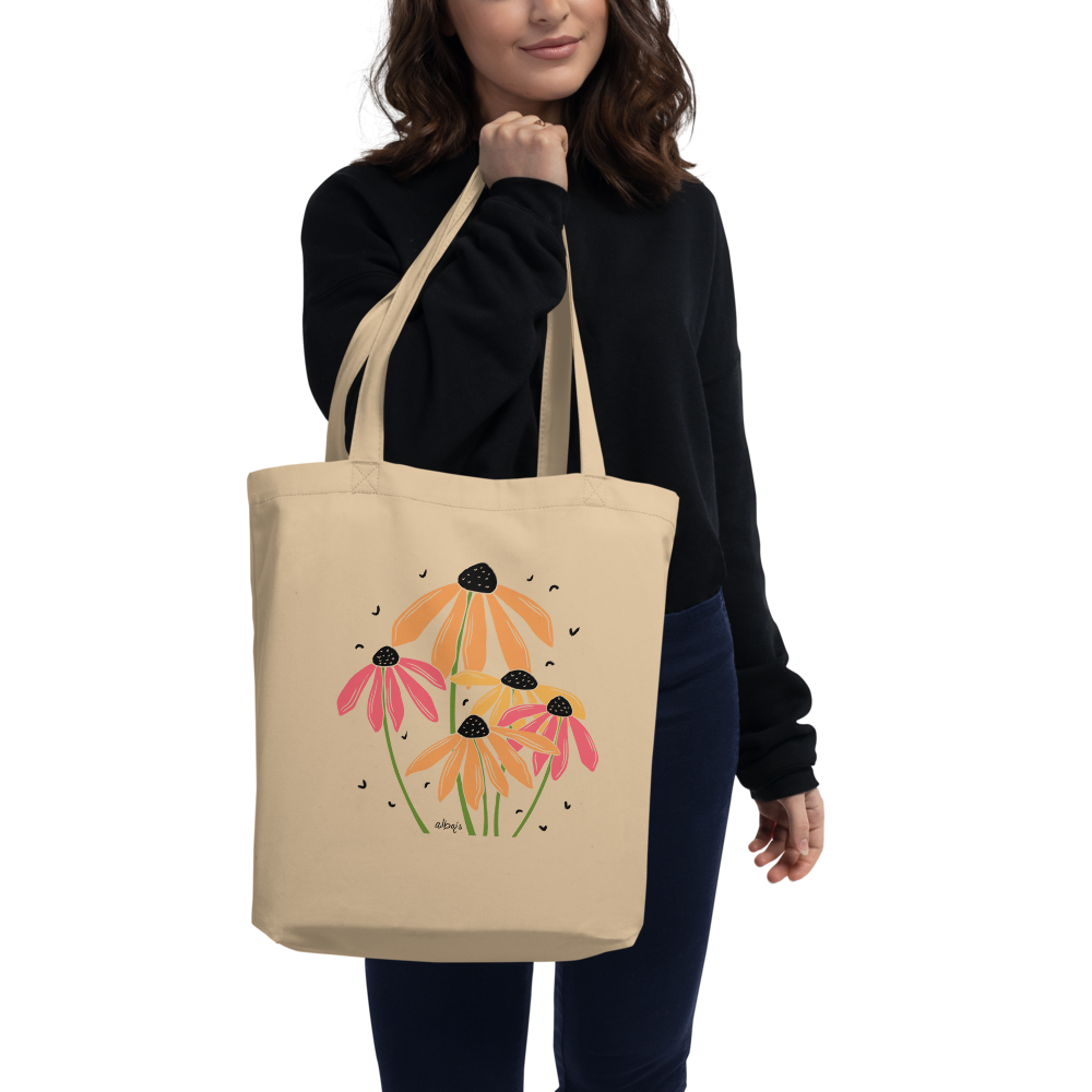 Rudbeckia flower bouquet orange and pink Eco Tote Bag