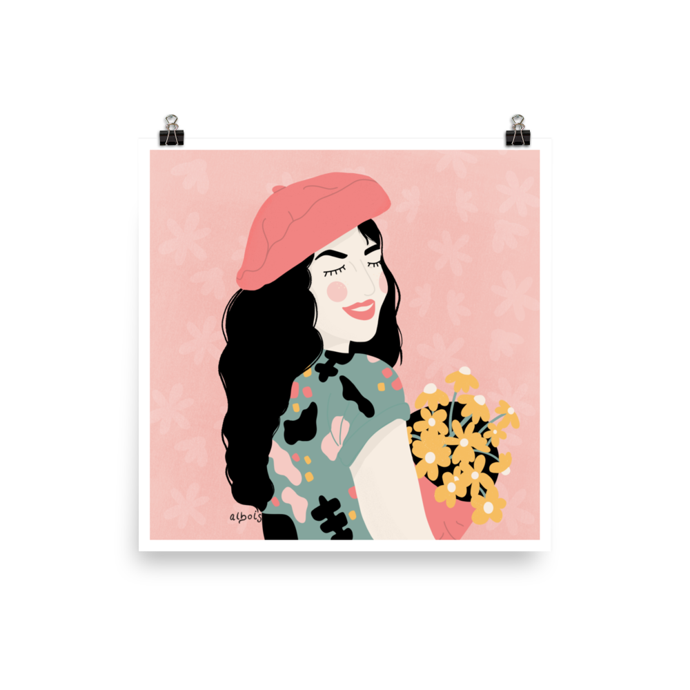 Mila’s fresh cut flower square Poster