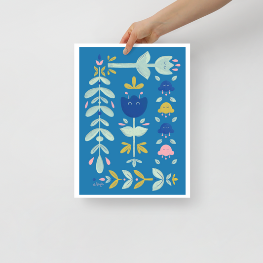 Let it bloom bright blue Poster
