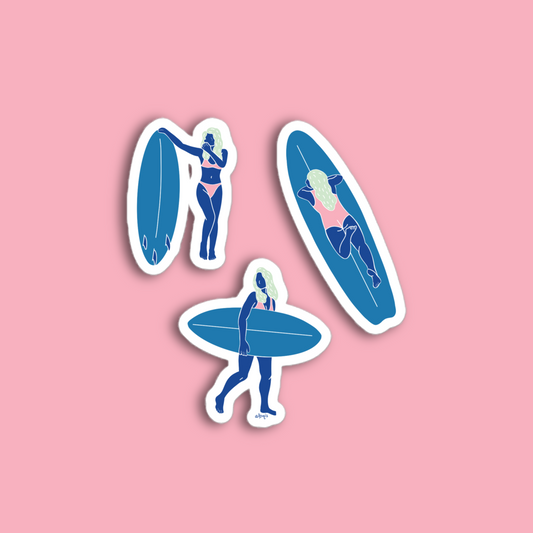 Les surfeuses blue Bubble-free stickers
