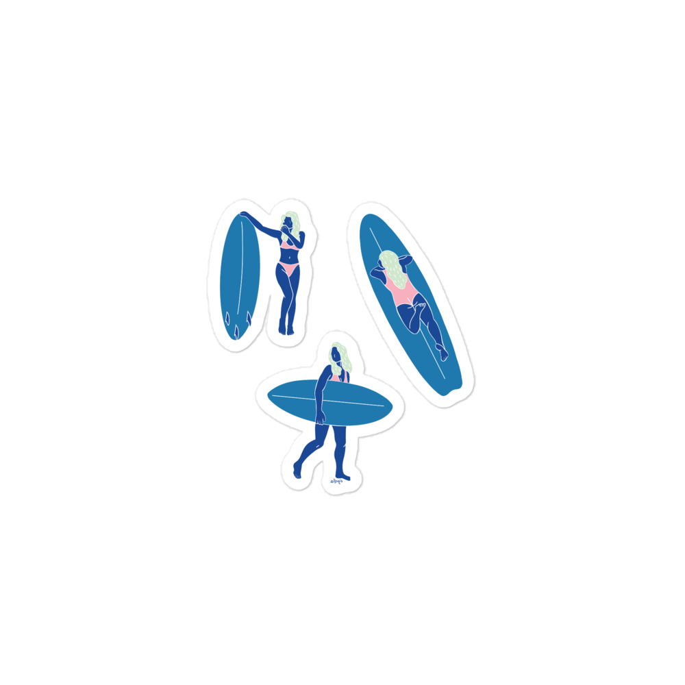 Les surfeuses blue Bubble-free stickers