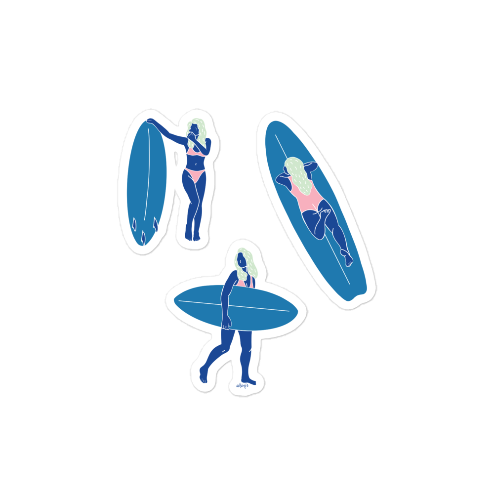 Les surfeuses blue Bubble-free stickers