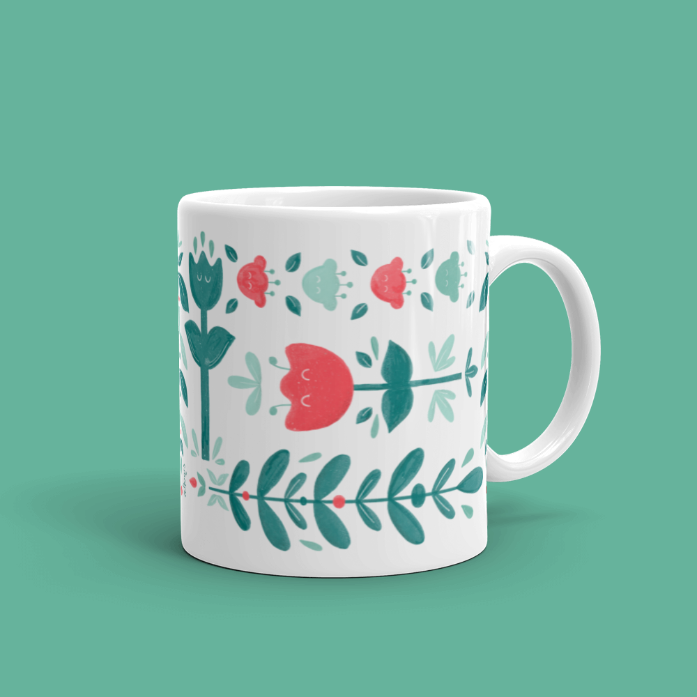 Let it bloom red shades White glossy mug