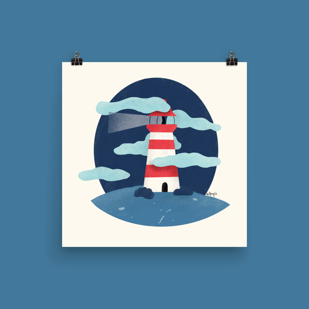 Red Lighthouse Poster mat finish