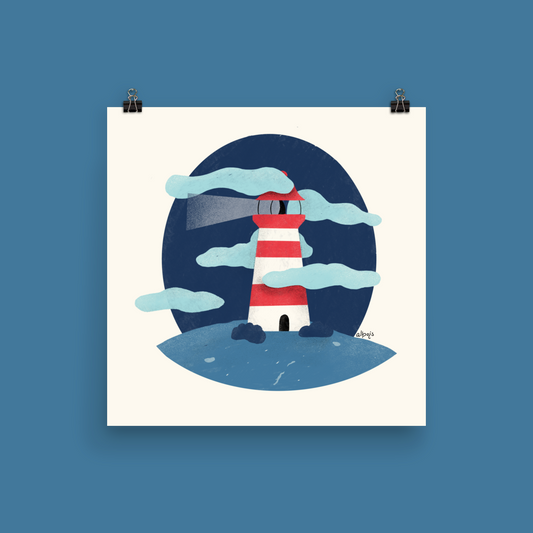 Red Lighthouse Poster mat finish