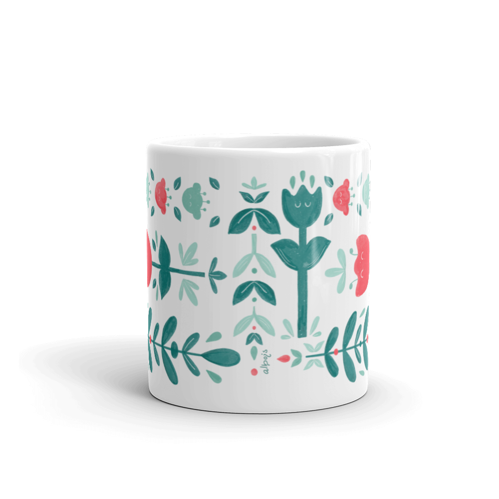 Let it bloom red shades White glossy mug