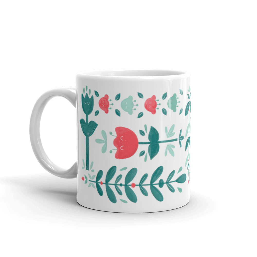 Let it bloom red shades White glossy mug