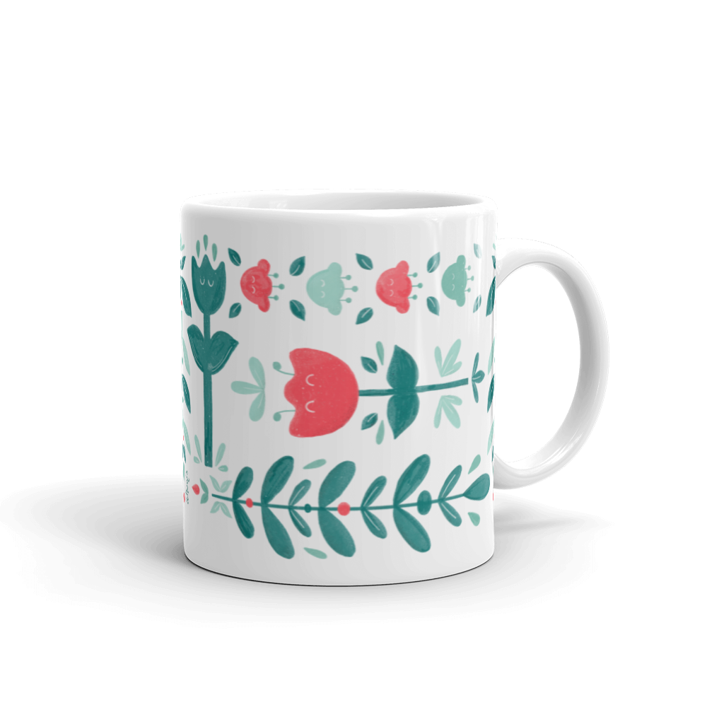 Let it bloom red shades White glossy mug
